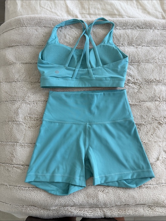 lululemon athletica Other - Lululemon Tidal Teal Wunder Train 4” Shorts + Energy Longline Bra Set Size 6